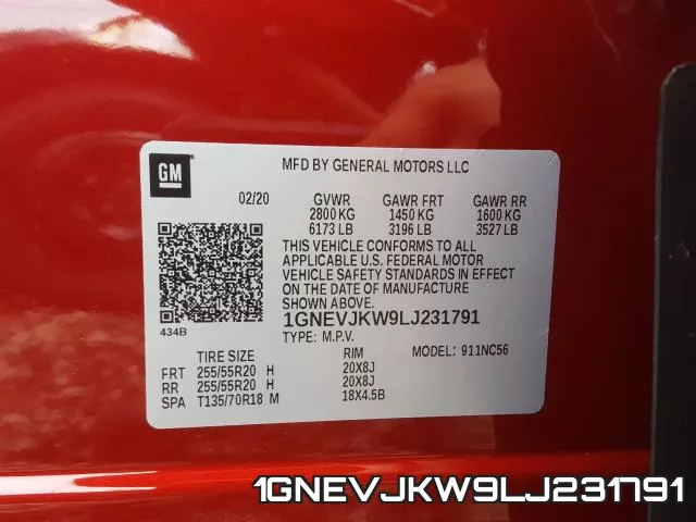 1GNEVJKW9LJ231791 фото 2