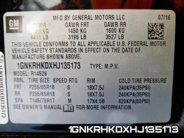 1GNKRHKDXHJ135173 фото 2