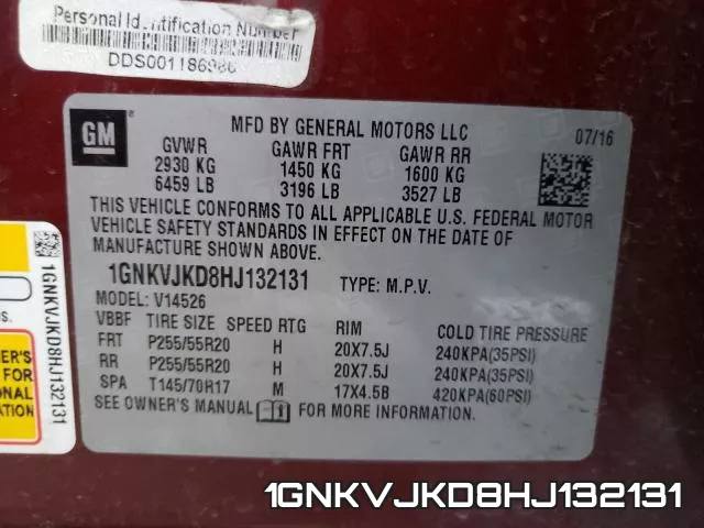 1GNKVJKD8HJ132131 фото 2