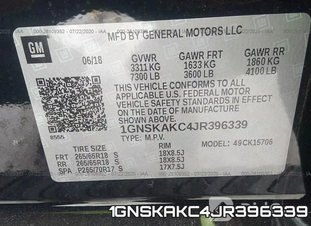 1GNSKAKC4JR396339 фото 10