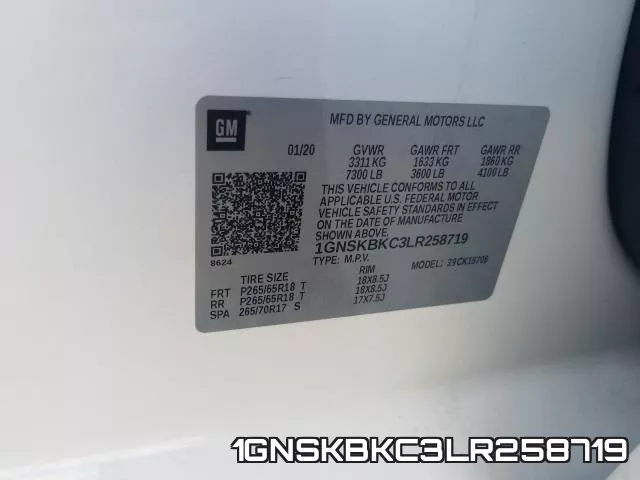 1GNSKBKC3LR258719 фото 2