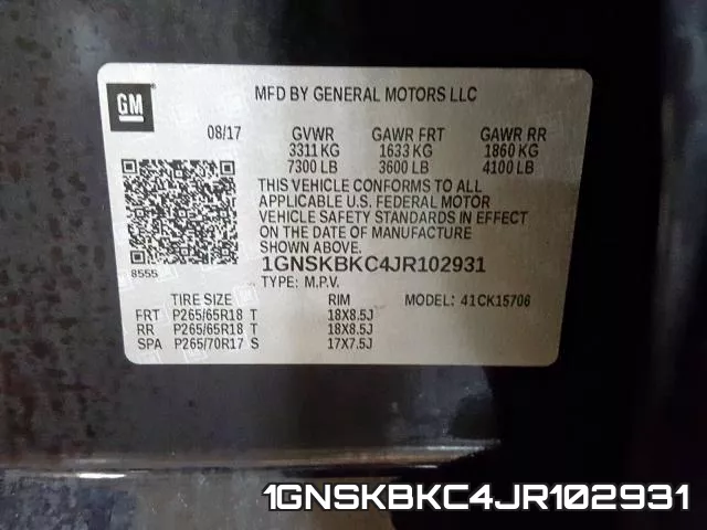 1GNSKBKC4JR102931 фото 2