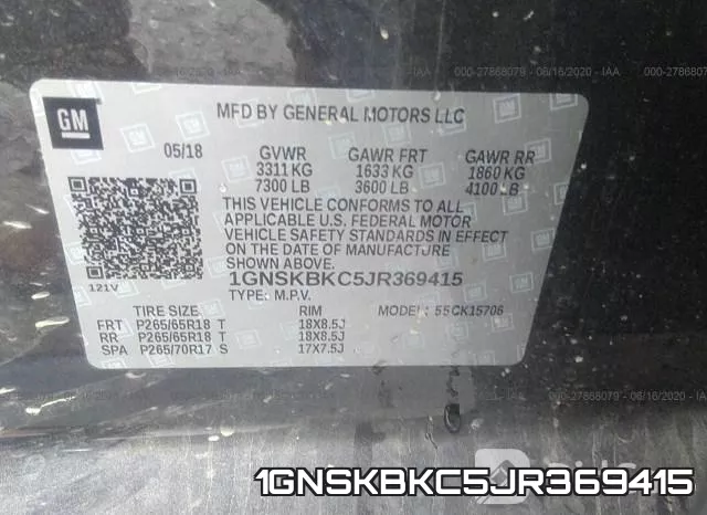 1GNSKBKC5JR369415 фото 10