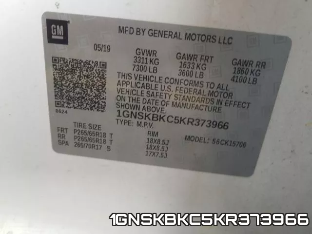 1GNSKBKC5KR373966 фото 2