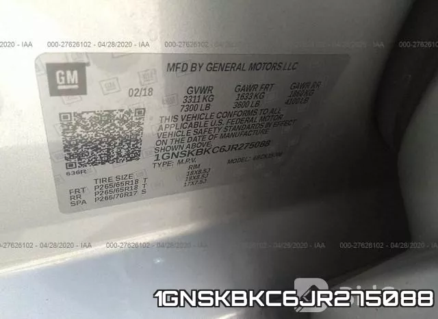 1GNSKBKC6JR275088 фото 10