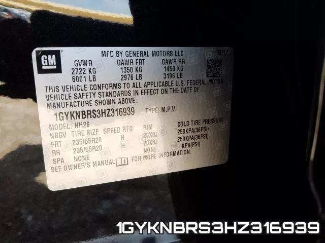 1GYKNBRS3HZ316939 фото 2