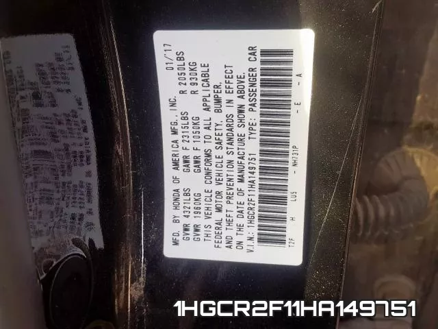 1HGCR2F11HA149751 фото 2