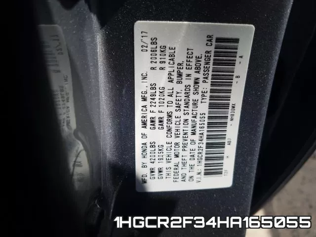 1HGCR2F34HA165055 фото 2