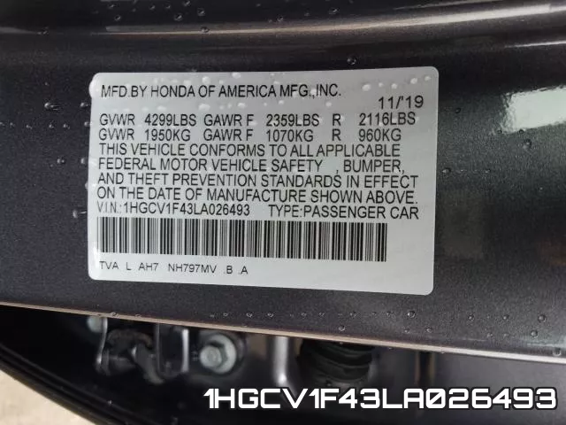 1HGCV1F43LA026493 фото 2
