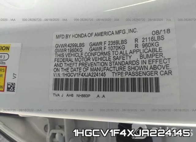 1HGCV1F4XJA224145 фото 10
