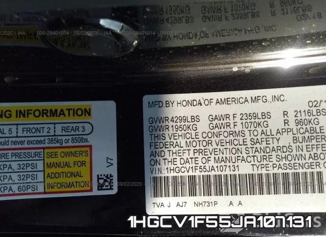 1HGCV1F55JA107131 фото 10