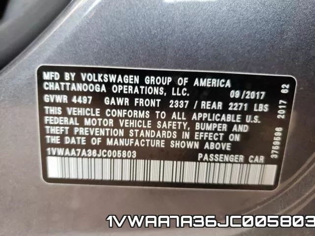 1VWAA7A36JC005803 фото 2