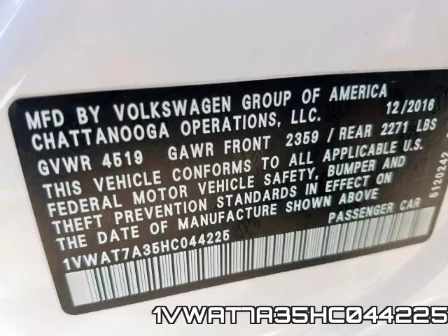 1VWAT7A35HC044225 фото 2