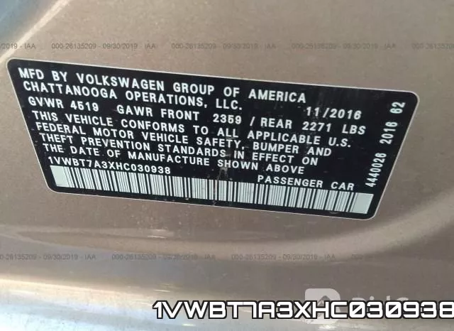 1VWBT7A3XHC030938 фото 10