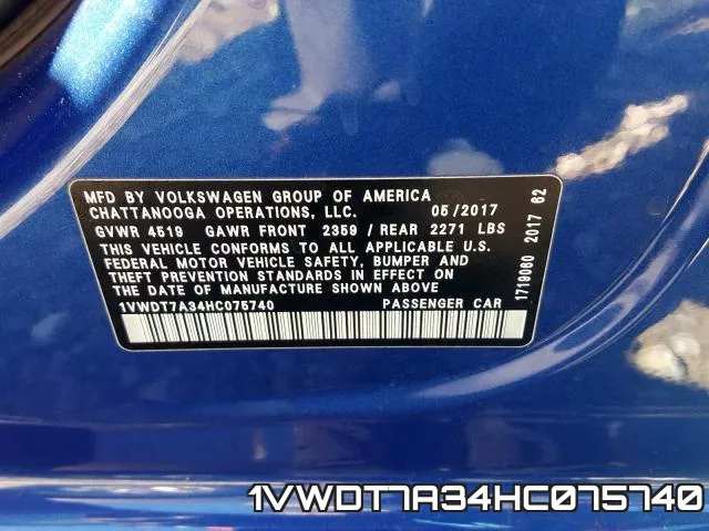 1VWDT7A34HC075740 фото 2