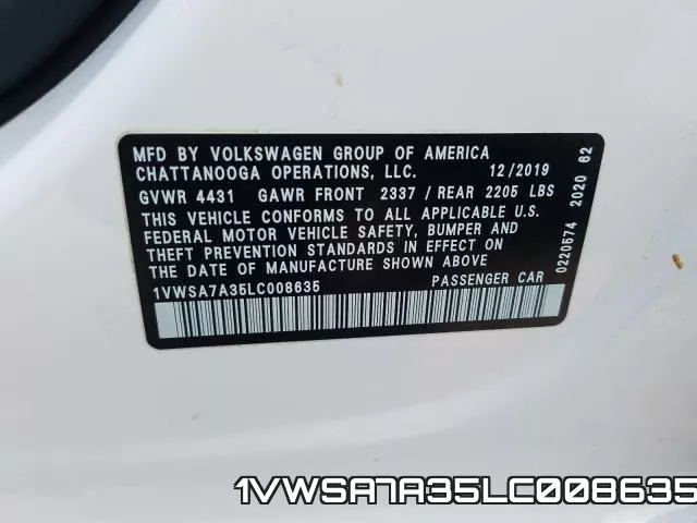 1VWSA7A35LC008635 фото 2