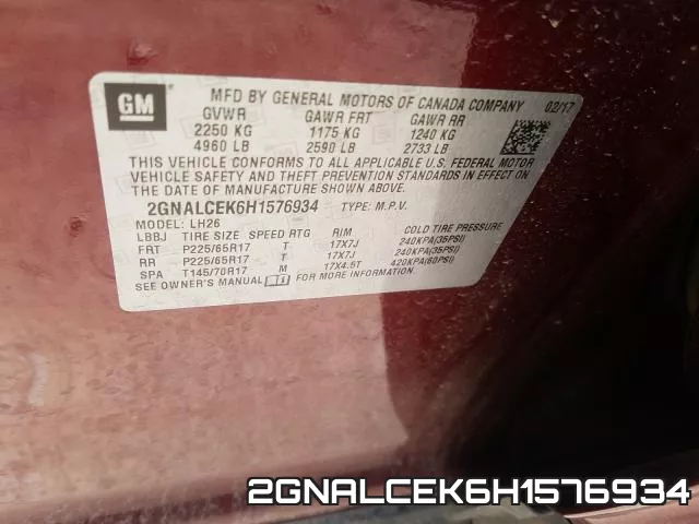 2GNALCEK6H1576934 фото 2