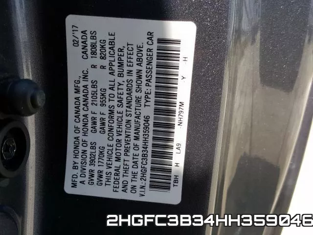 2HGFC3B34HH359046 фото 2