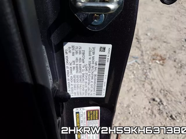 2HKRW2H59KH637380 фото 2