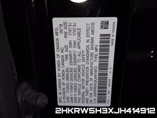 2HKRW5H3XJH414912 фото 2