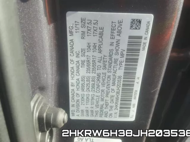 2HKRW6H38JH203536 фото 2