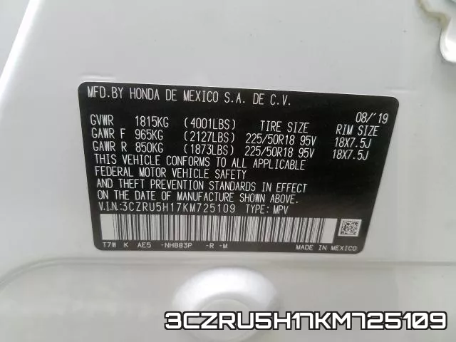 3CZRU5H17KM725109 фото 2