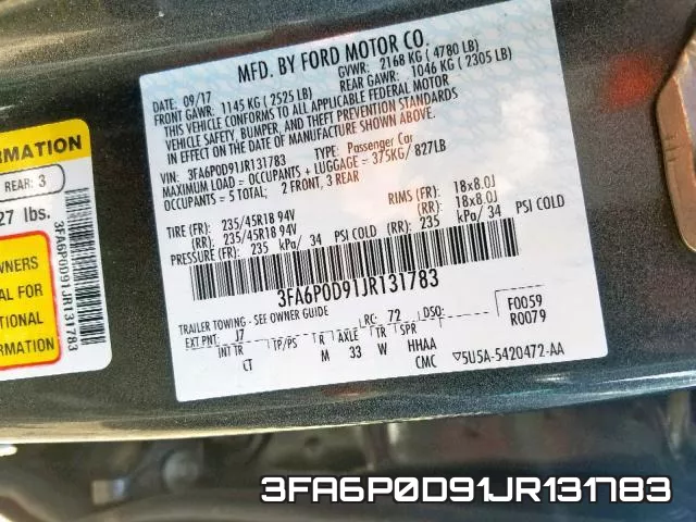 3FA6P0D91JR131783 фото 2