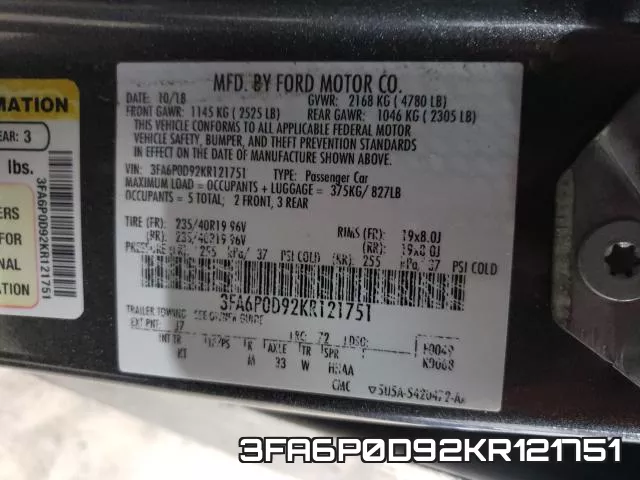 3FA6P0D92KR121751 фото 2
