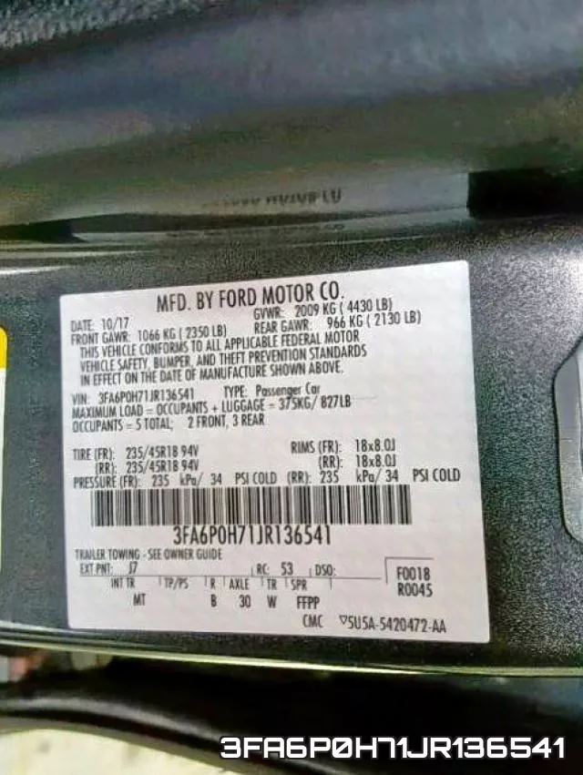 3FA6P0H71JR136541 фото 2