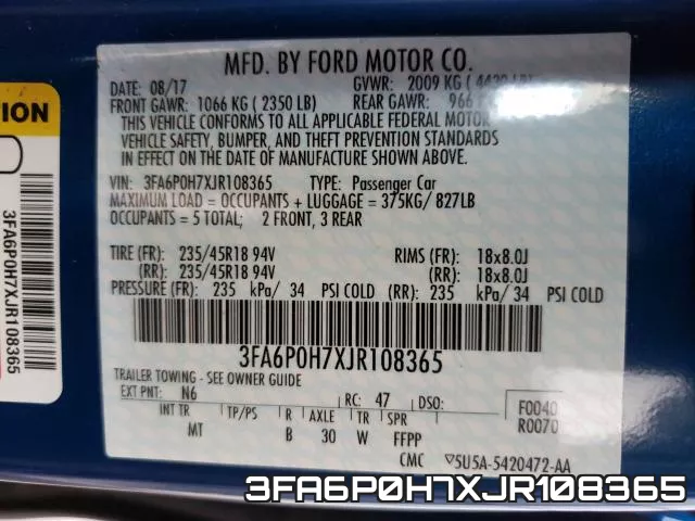 3FA6P0H7XJR108365 фото 2