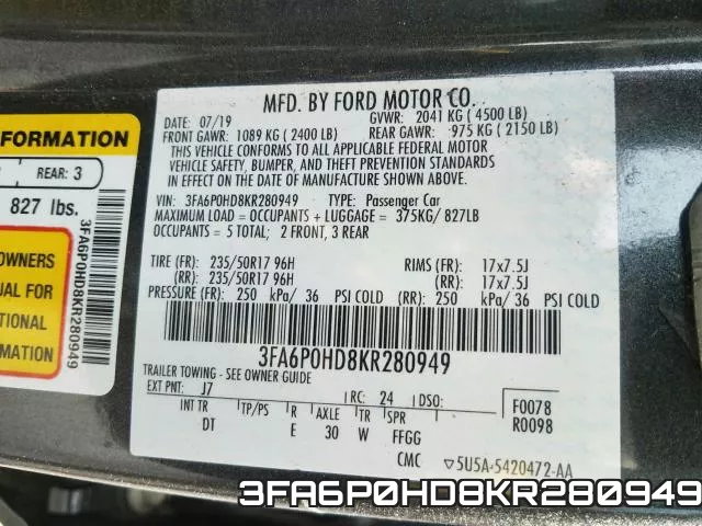 3FA6P0HD8KR280949 фото 2