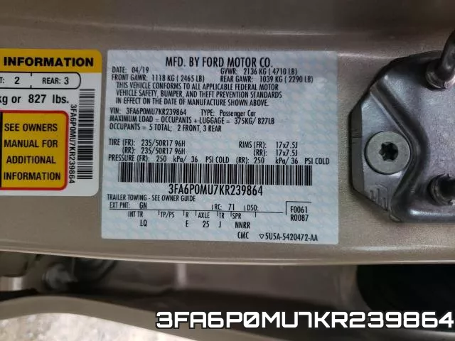 3FA6P0MU7KR239864 фото 2