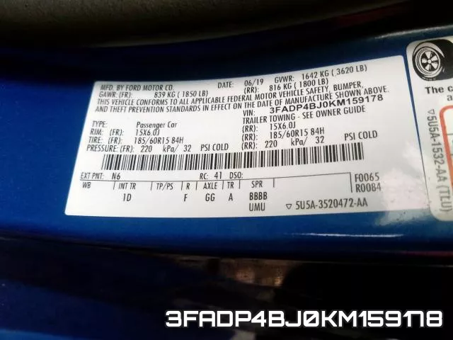 3FADP4BJ0KM159178 фото 2