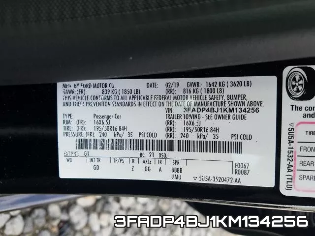 3FADP4BJ1KM134256 фото 2