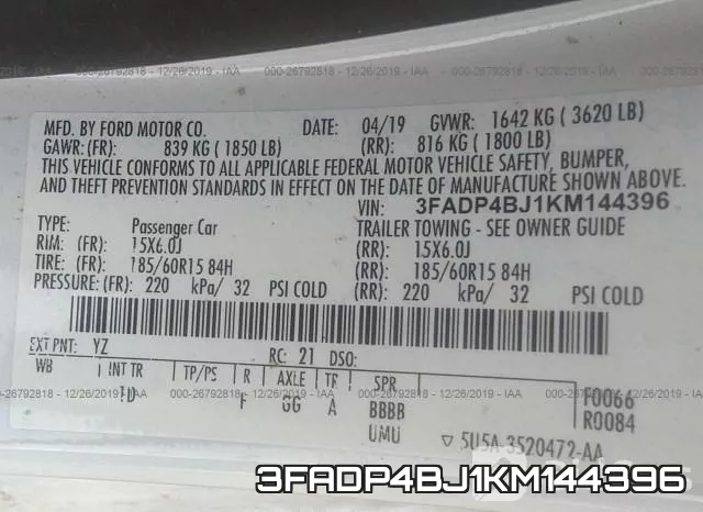 3FADP4BJ1KM144396 фото 10