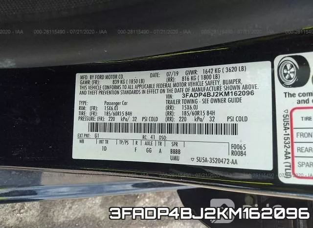 3FADP4BJ2KM162096 фото 10