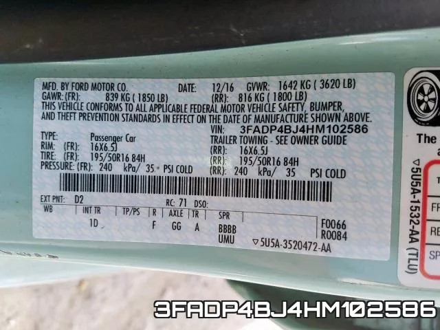 3FADP4BJ4HM102586 фото 2