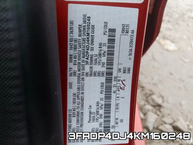 3FADP4DJ4KM160248 фото 2