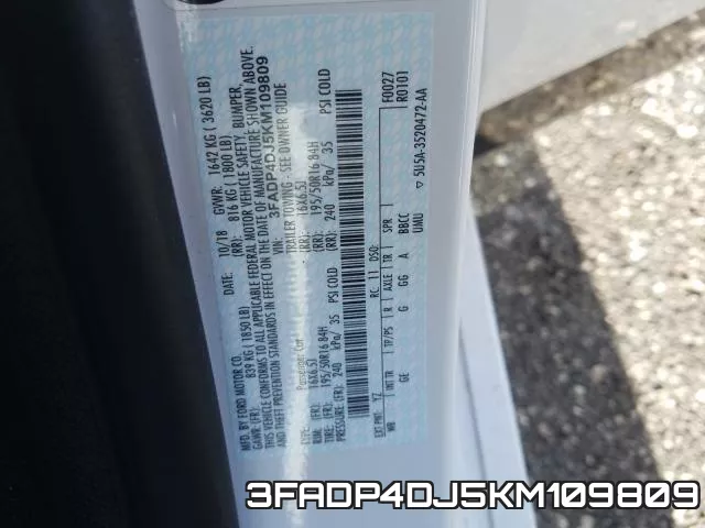3FADP4DJ5KM109809 фото 2