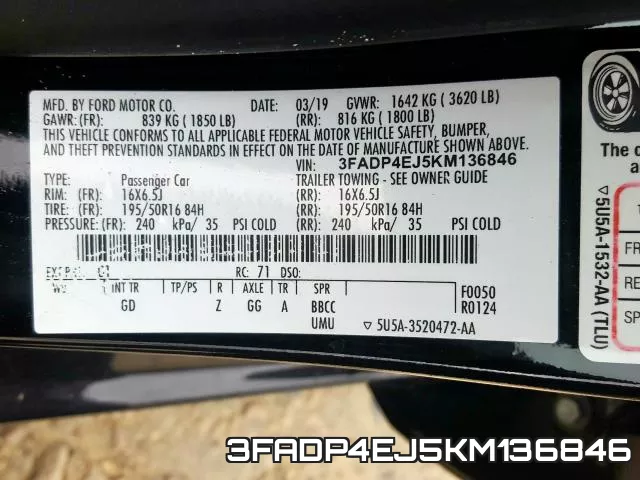 3FADP4EJ5KM136846 фото 2