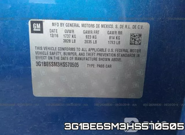 3G1BE6SM3HS570505 фото 10