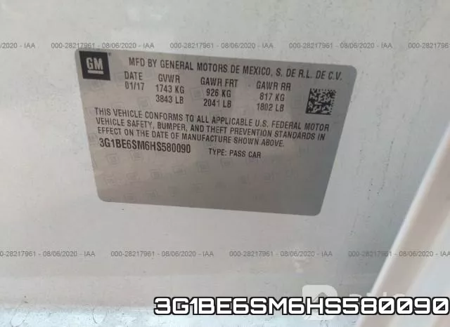 3G1BE6SM6HS580090 фото 10