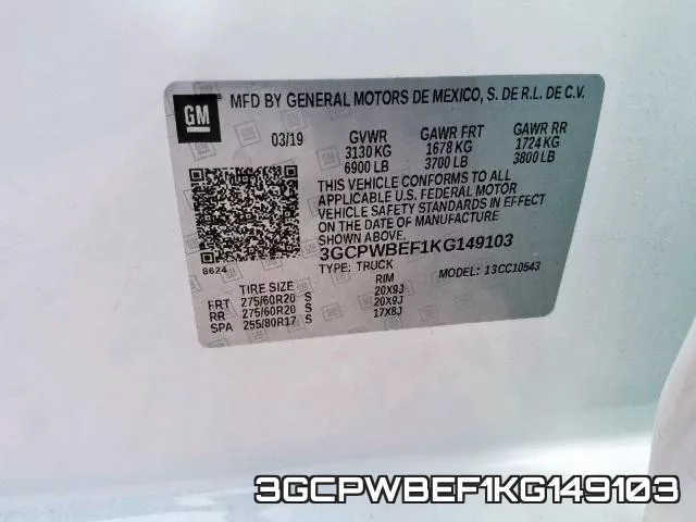 3GCPWBEF1KG149103 фото 2