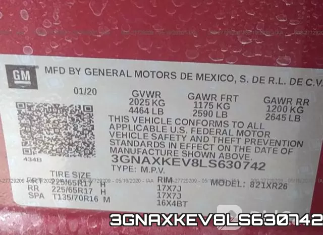 3GNAXKEV8LS630742 фото 9