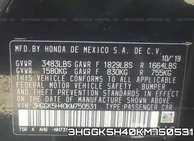3HGGK5H40KM750531 фото 10