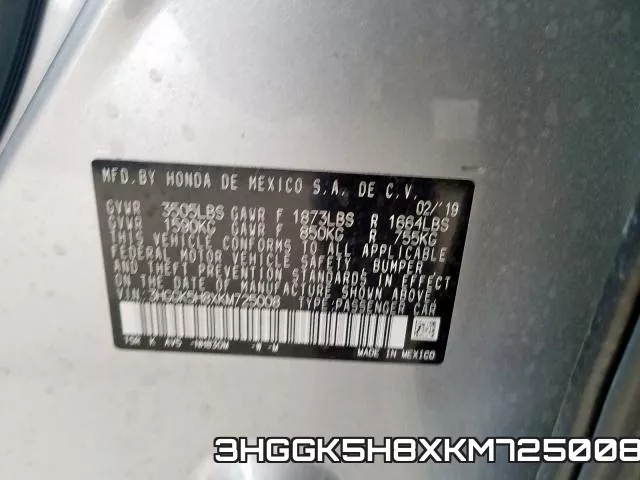 3HGGK5H8XKM725008 фото 2