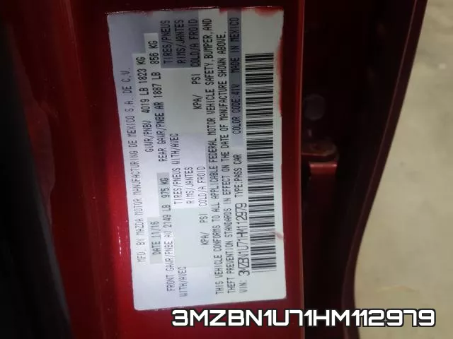 3MZBN1U71HM112979 фото 2
