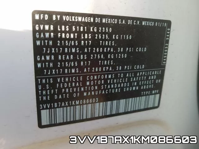 3VV1B7AX1KM086603 фото 2