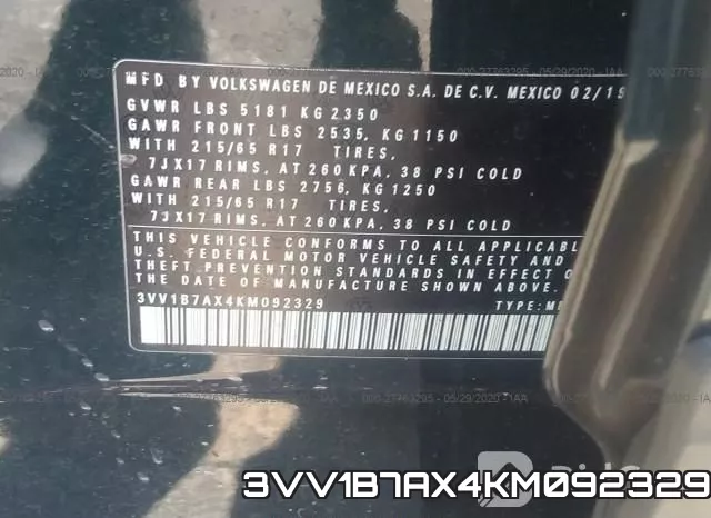 3VV1B7AX4KM092329 фото 10