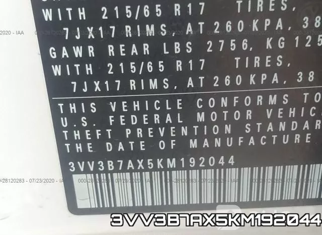 3VV3B7AX5KM192044 фото 10